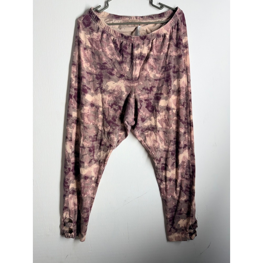 Old Navy Womens XXL Purple Tie Dye Leggings Lattice Hem Ankle Yoga Pants Cotton